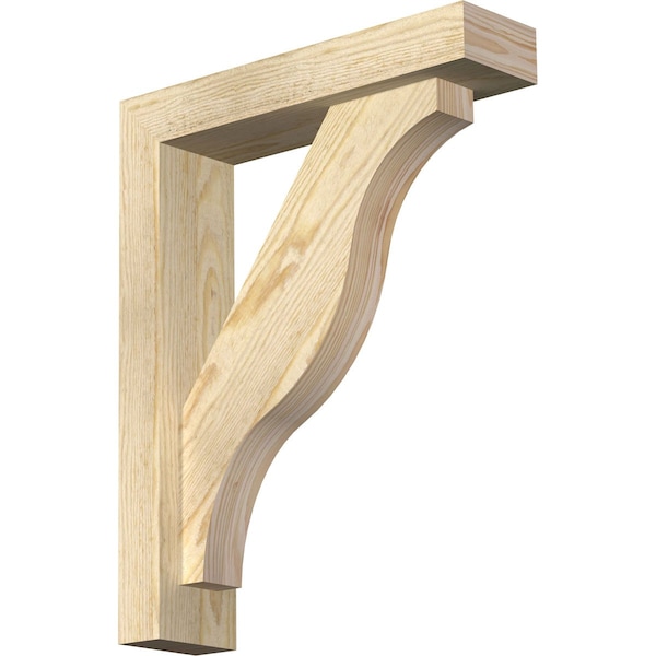 Ekena Millwork Funston Block Rough Sawn Bracket w/ Offset Brace, Douglas Fir, 4"W x 16"D x 20"H BKT0402X16X20FST05RDF - main